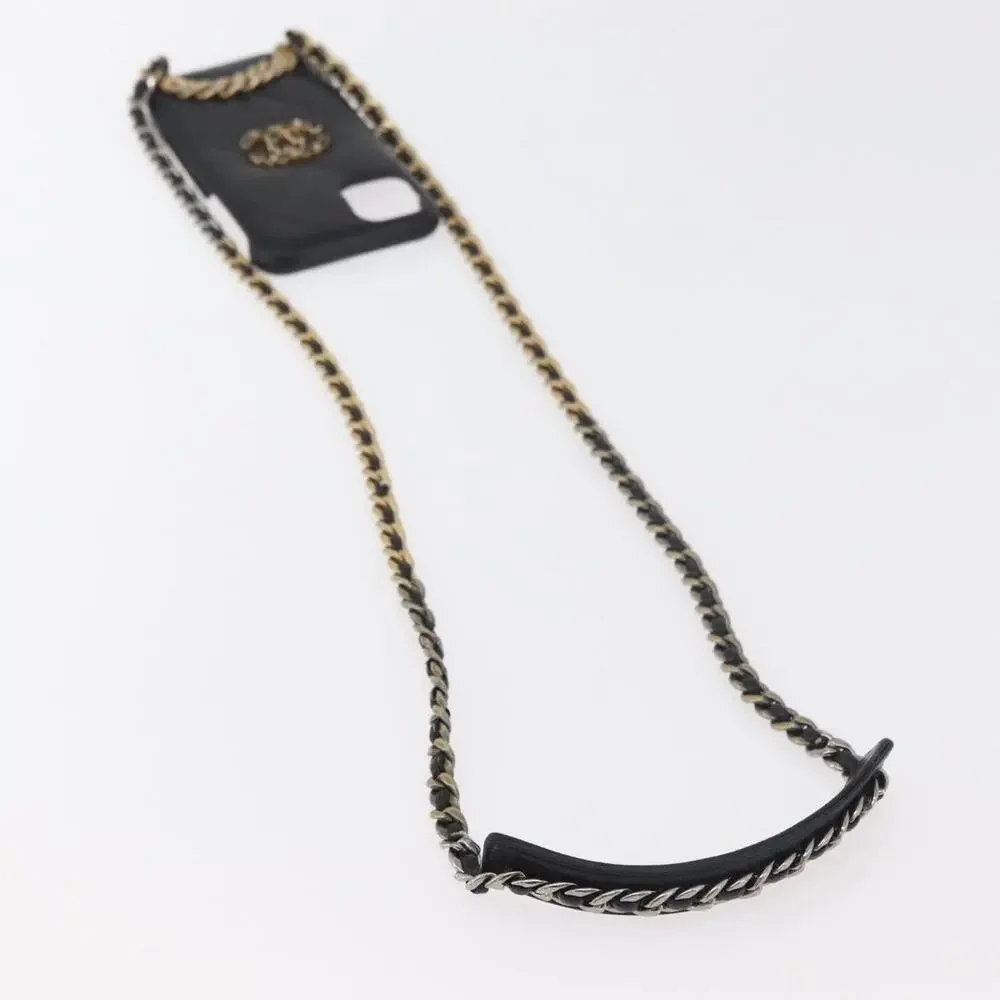Chanel Matelasse Lambskin Chain Iphone Case Shoulder Bag Black